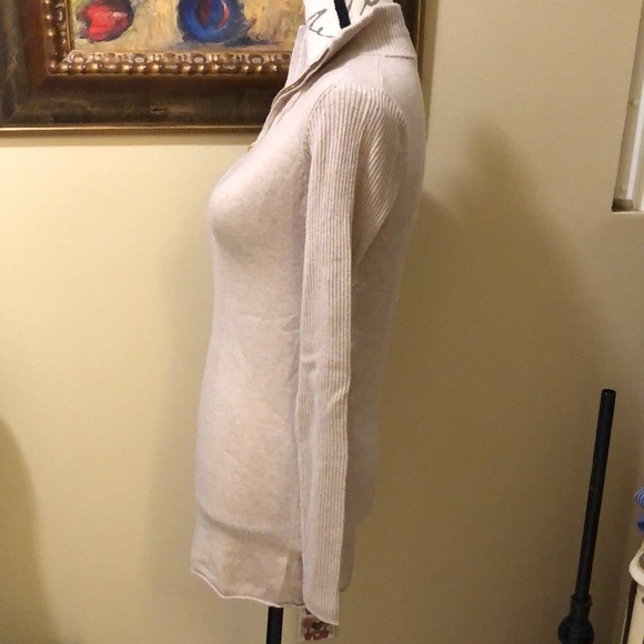 💛 Tory Burch soft wool cashmere blend ribbed partial zipper logo pull tunic - Picture 6 of 12